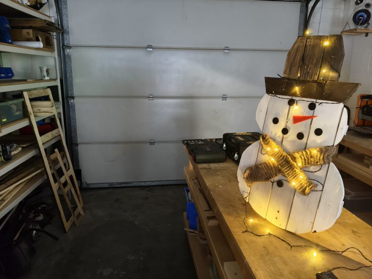 A Festive Finish: LM Completes Her Recycled Wooden Snowman